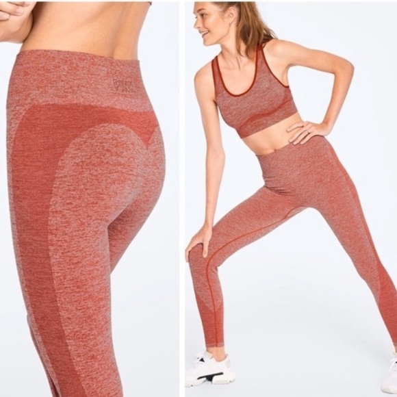 PINK Victoria's Secret Seamless Leggings Burnt Orange Large - Picture 1 of 6